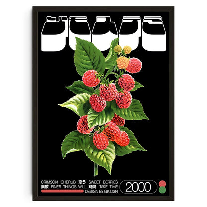 Classic Canvas Art Japanese Vintage Rose Flowers Fruits Trees Poster Mid Century Art Coffee House Bar Room Wall Decor No Fram