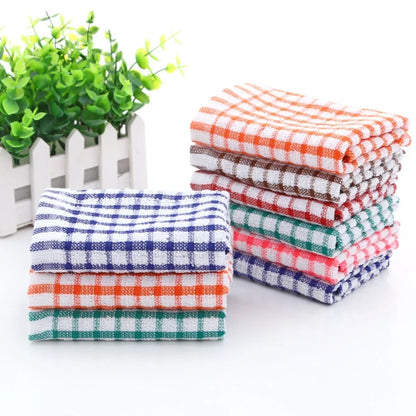 6PCS Cotton Kitchen Tea Towels Absorbent Lint Free Catering Restaurant Cloth Dish Towels Cleaning Cloth Kitchen Cleaning Towe
