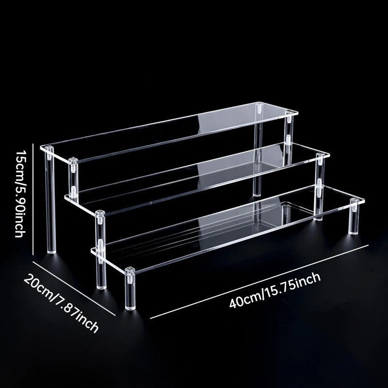 1-5 Tier Acrylic Display Stand Perfume Doll Clay Figurine Blind Box Storage Rack Transparent Ladder Makeup Organization W-2 -