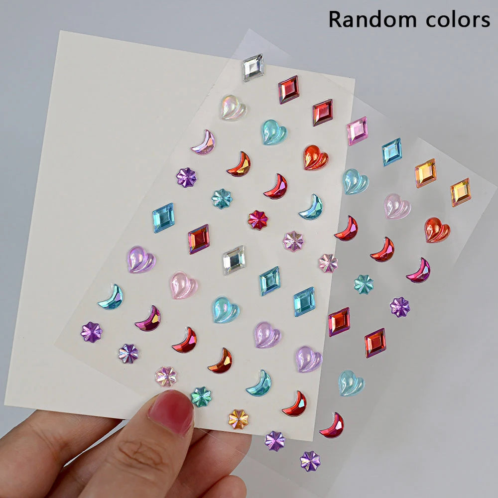 1Sheet 3D Dreamy Shell Pearl Gems Face Stickers Sparkling Mermaid Diamond Temporary Tattoos DIY Body Art Stage Makeup Rhinest