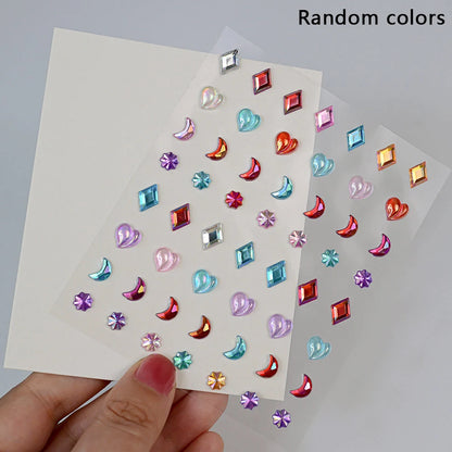 1Sheet 3D Dreamy Shell Pearl Gems Face Stickers Sparkling Mermaid Diamond Temporary Tattoos DIY Body Art Stage Makeup Rhinest