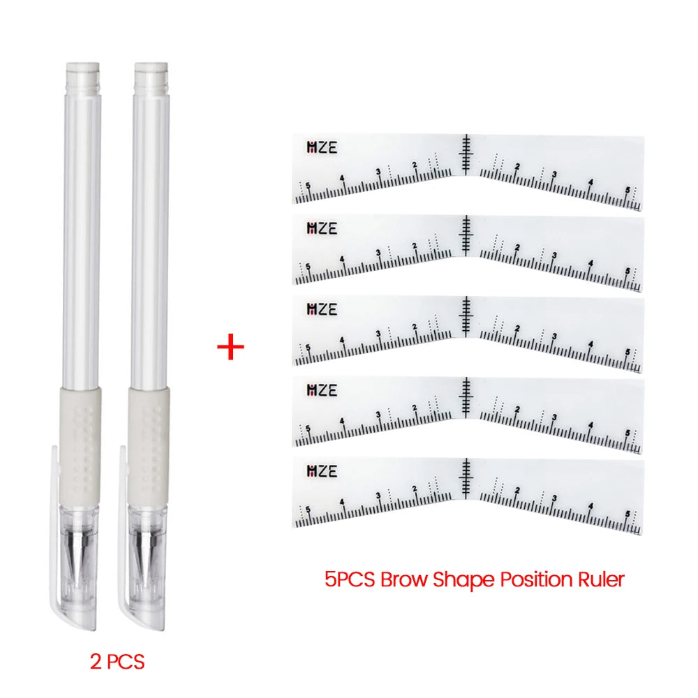 Eyebrow Position Mark Tools Microblading Brow Shape Mapping Kit with White Marker Pen and Brows Outline Design Ruler Makeup K