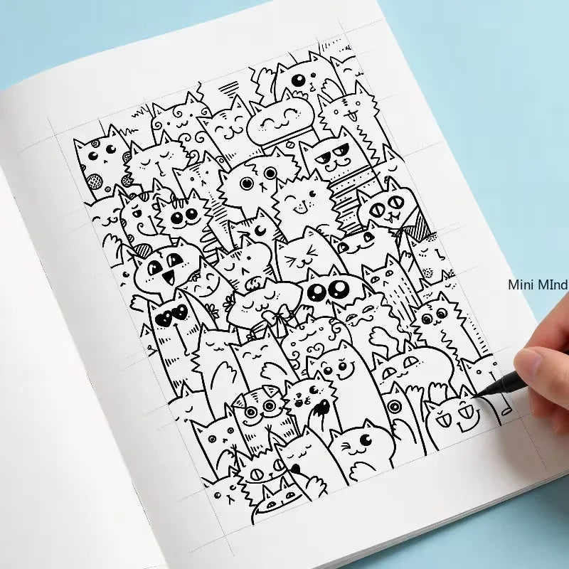 A sketchbook for copying and coloring with random patterns that are not repetitive.