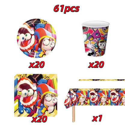 Amazing Digitaled Circues Birthday Decoration Tableware Plate Banner Balloon Party Favors for Kids Baby Shower Party Supplies