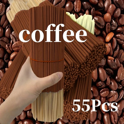 20/55/90/130Pcs Natural Coffee Aroma Sticks - Wooden Aroma Sticks for Home Air Purification, Relaxation, Yoga, Office and Tea