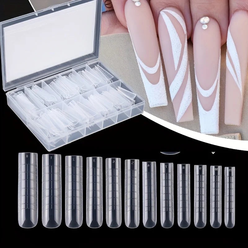 120Pcs Clear Full Cover Dual Nail System for Uv Gel Acrylic Nail Art - Includes Scale and U-Shaped Tips for Extension - Perfe
