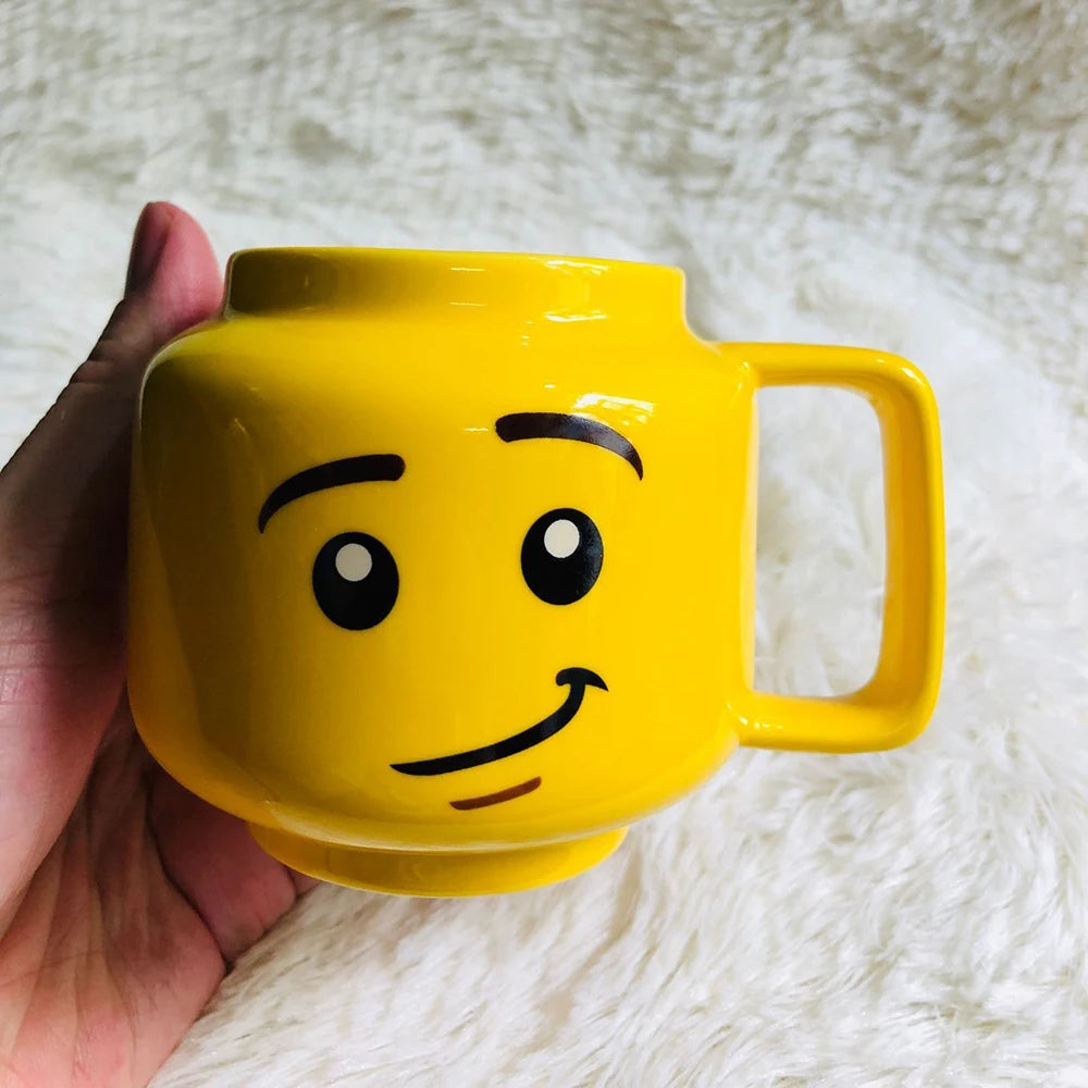 Cartoon Ceramic Mug Cup 250ML with Cute Impish Expression Figure Head Pattern Coffee Milk Tea Drinkware for Couple Friend Fam