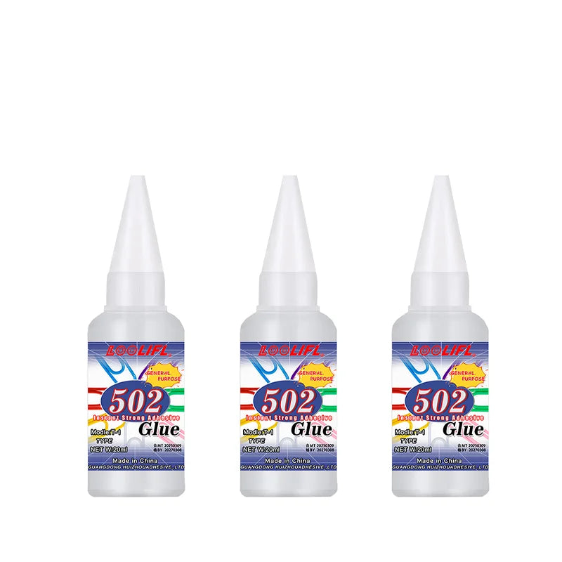 502 Super Strong Quick-Drying Adhesive, Professionally Used for Daily Repair of Toy Plastics, Is White, Transparent and Odorl