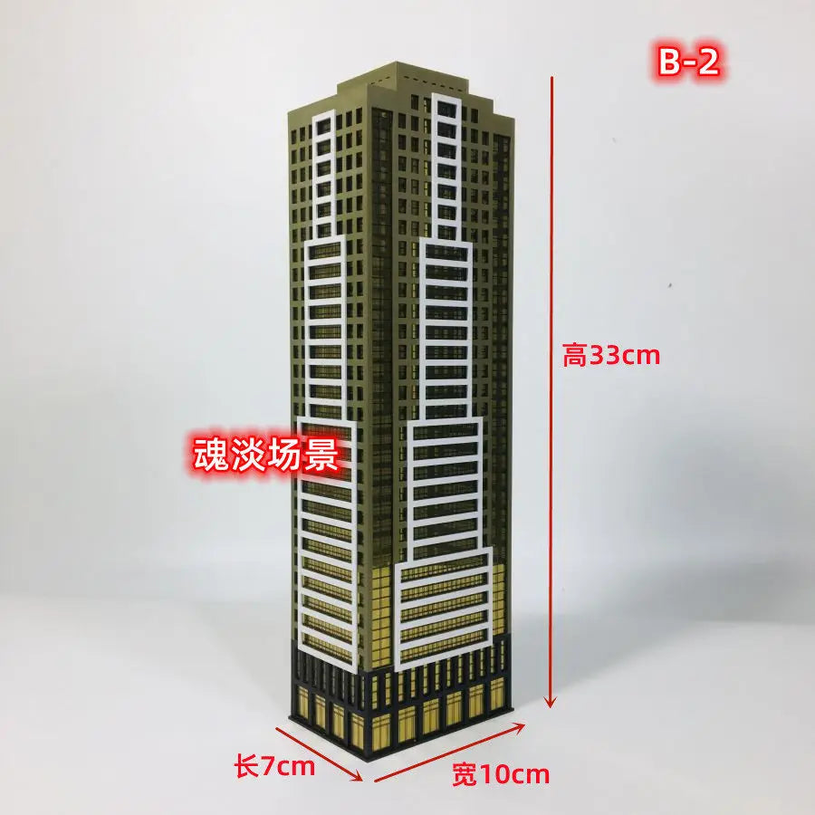 Diorama 1:300 Scale Architectural Model City Skyscraper Building Scene Display Model Railway Train Assembled Layout - B-2
