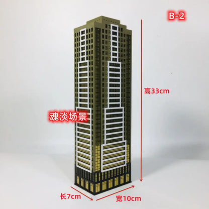 Diorama 1:300 Scale Architectural Model City Skyscraper Building Scene Display Model Railway Train Assembled Layout - B-2