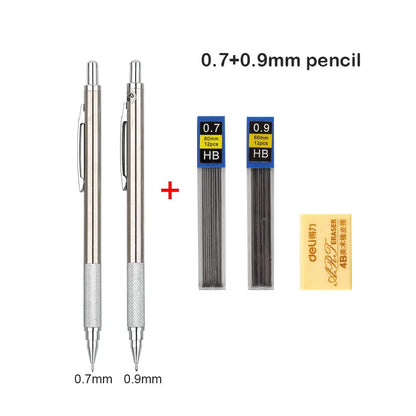 Mechanical Pencil Set 0.3 0.5 0.7 0.9 1.3 2.0mm Full Metal Art Drawing Painting Automatic Pencil with Leads Office School Sup
