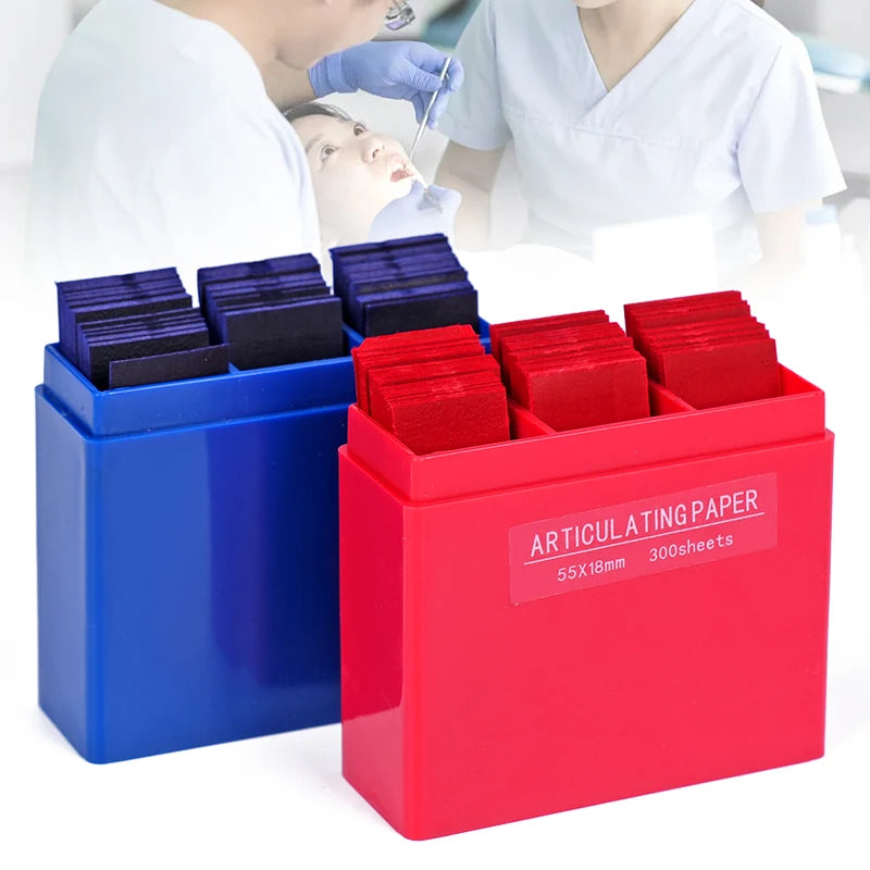 300 Sheets Dental Bite Paper Disposable Dentist Blue/Red Double-Sided Bite Strip Oral Teeth Care Whitening Dentistry Material