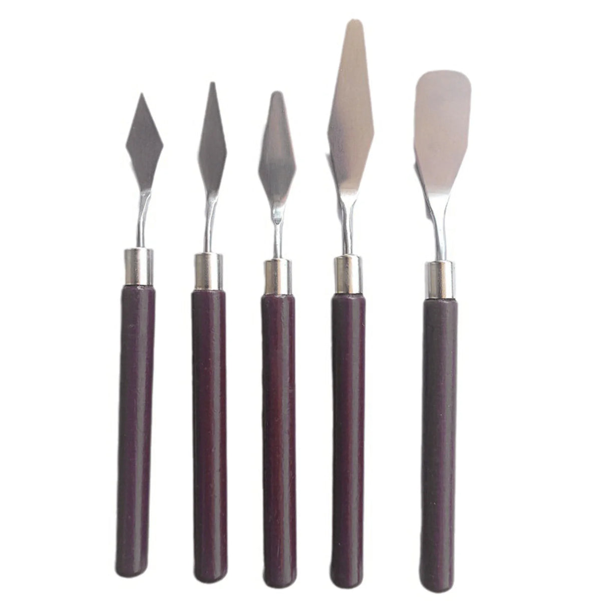 5pcs Art Oil Painting Scraper Paint Scraper Wooden Handle Palette Knife Set for Gouache Oil Painting Learners - 5pcs