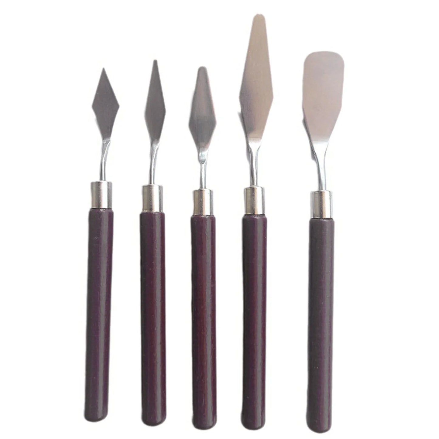 5pcs Art Oil Painting Scraper Paint Scraper Wooden Handle Palette Knife Set for Gouache Oil Painting Learners - 5pcs