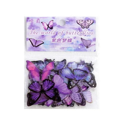 Journamm 40pcs/pack Butterfly Series Stickers Art Collage Junk Journal DIY Scrapbooking PET Waterproof Craft Aesthetics Stick