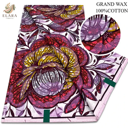6Yard Pink Super African Grand Wax Fabric Flash Pagne Glam Print Batik Tissu Ankara Glitter Wax Gold Cotton Material For Unif