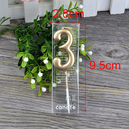 1Pcs Gold Happy Birthday Number Cake Candles 0 1 2 3 4 5 6 7 8 9 Cake Topper Kids Girls Boys Bar Baby Party Supplies Decorati