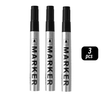 Permanent Paint Marker Pen Waterproof Black Pen for Tyre Oily Markers Quick Drying Signature Pen Stationery Supplies - 3 blac