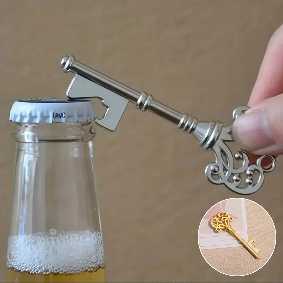 1pc, Bottle Opener, Vintage Crown Key Shape Bottle Opener,Suitable For Bar Or Household,Barware Tool,Wedding Gift,Kitchen Gad