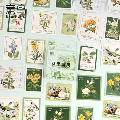 45 Pcs Vintage Plants Stamp Mini Paper Stickers for DIY Diary Scrapbooking Kawaii Stationery Seal Sticker Decoration - 14