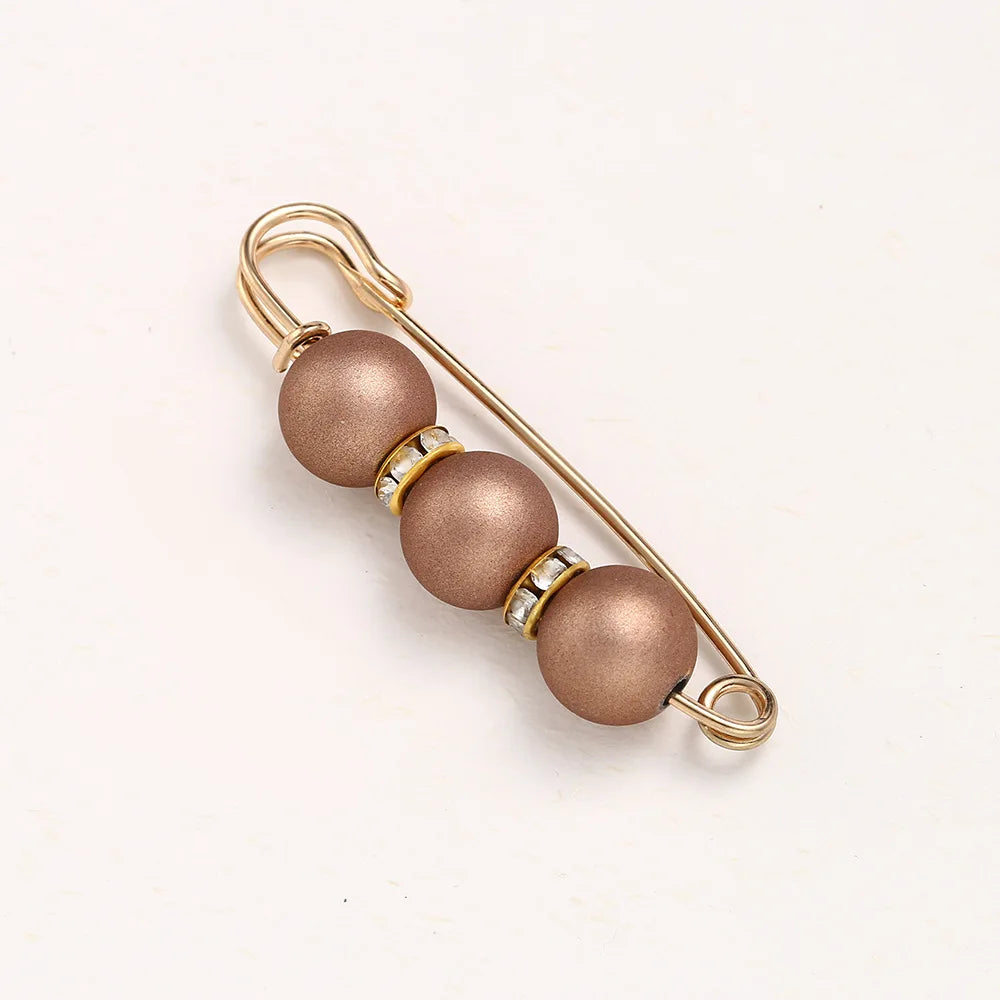 Women New Cute Imitation Pearl Rhinestone Brooch Anti-lighting Skirt Waist Pin Fashion Jewelry Accessories Gifts - 5.8CM 2205