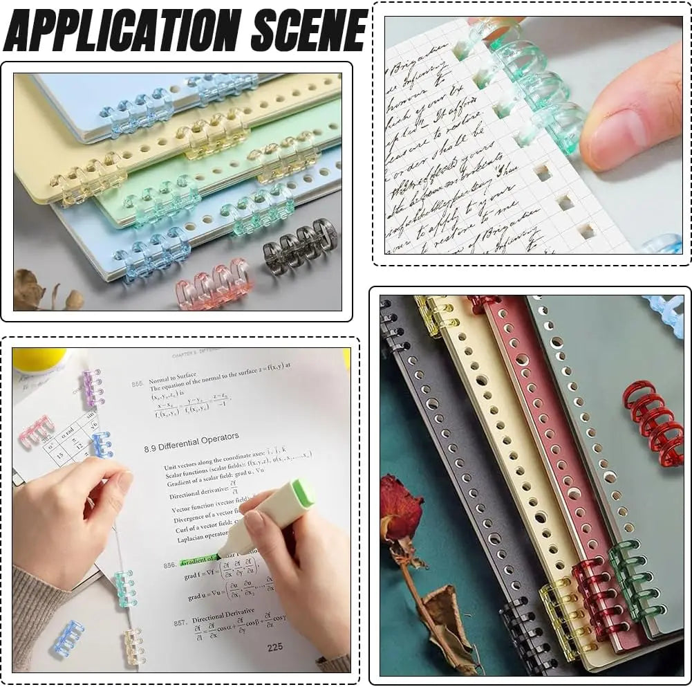 8 Pcs 5-Ring Loose Leaf Binders Plastic Binding Combs Snap Split Book Rings for Notebook Diary Organizing Accessories