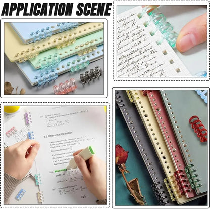 8 Pcs 5-Ring Loose Leaf Binders Plastic Binding Combs Snap Split Book Rings for Notebook Diary Organizing Accessories