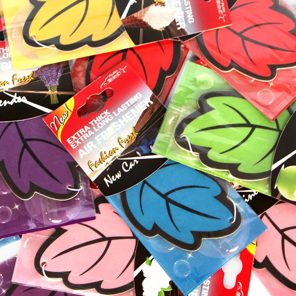 3-60pcs Car Air Freshener Natural Scented Tea Paper Auto Hanging Vanilla Perfume Fragrance Leaf Shape Car Accessories Interio