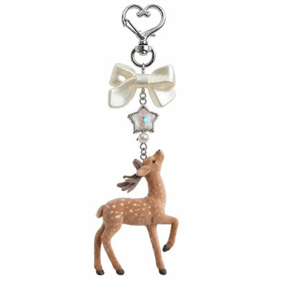Cute Portable Deer Keychain 11.5cm Length Korean Style Phone Charms Handmade DIY Bead Case - C4
