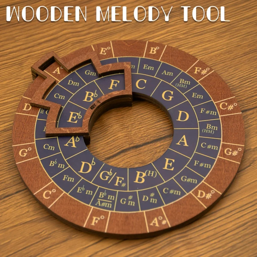 Circle of Fifths Wooden Melody Tool, Music Theory Chord & Scale Disk, Turntable for Learning, Teaching & Practice