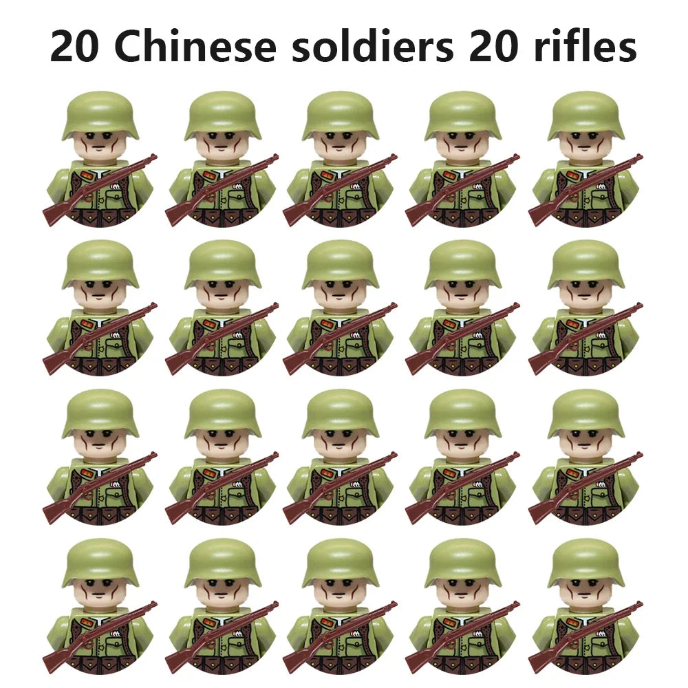 Multi-style military soldiers mini character building blocks DIY assembled building blocks children's collection toys and gif