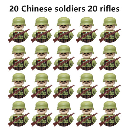 Multi-style military soldiers mini character building blocks DIY assembled building blocks children's collection toys and gif