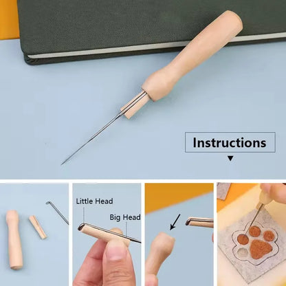 Wool Felting Needles Set For Wool Felting Craftwork DIY Craft Tools With Solid Wood Handle Felting Tool With Needl