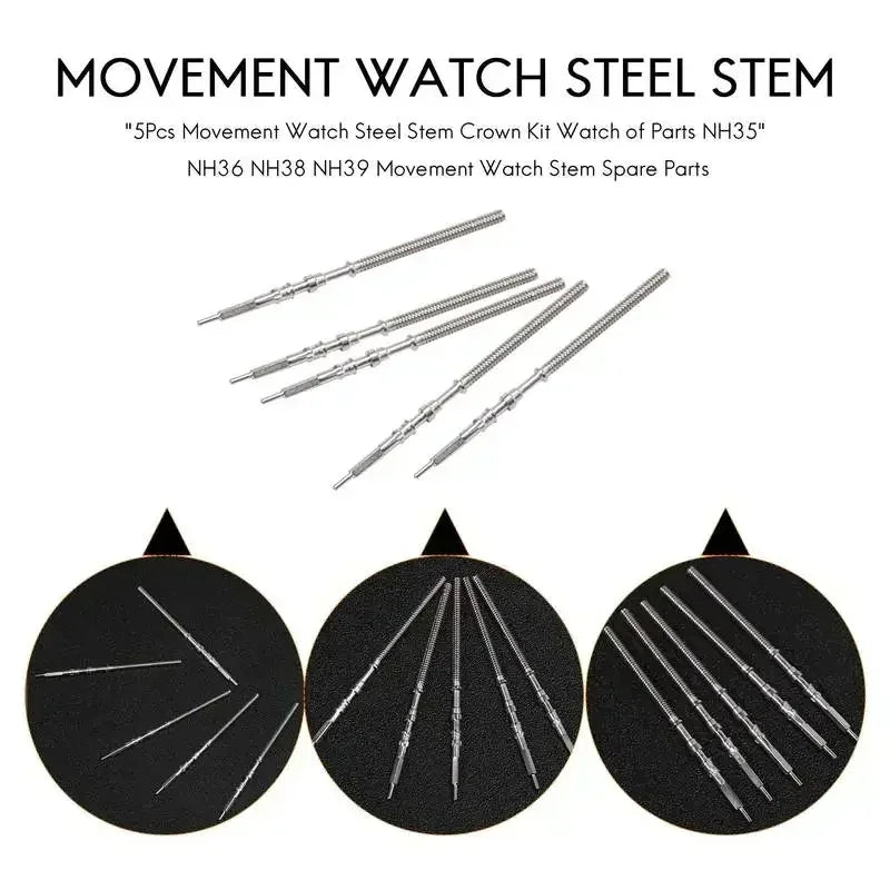 Watch Stem Stainless Steel Spare Parts Fit NH35 NH36 NH38 NH39 Crown Automatic Mechanical Movement Watch Parts Crown Stem