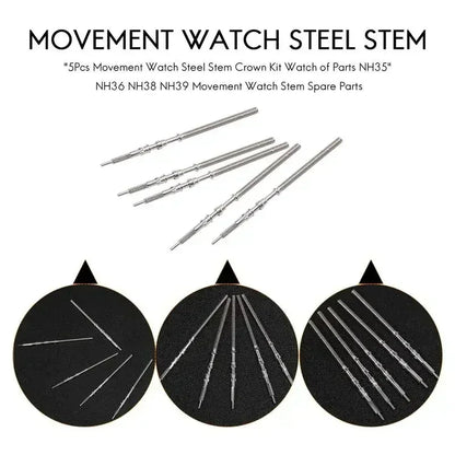 Watch Stem Stainless Steel Spare Parts Fit NH35 NH36 NH38 NH39 Crown Automatic Mechanical Movement Watch Parts Crown Stem