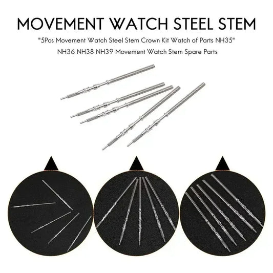 Watch Stem Stainless Steel Spare Parts Fit NH35 NH36 NH38 NH39 Crown Automatic Mechanical Movement Watch Parts Crown Stem
