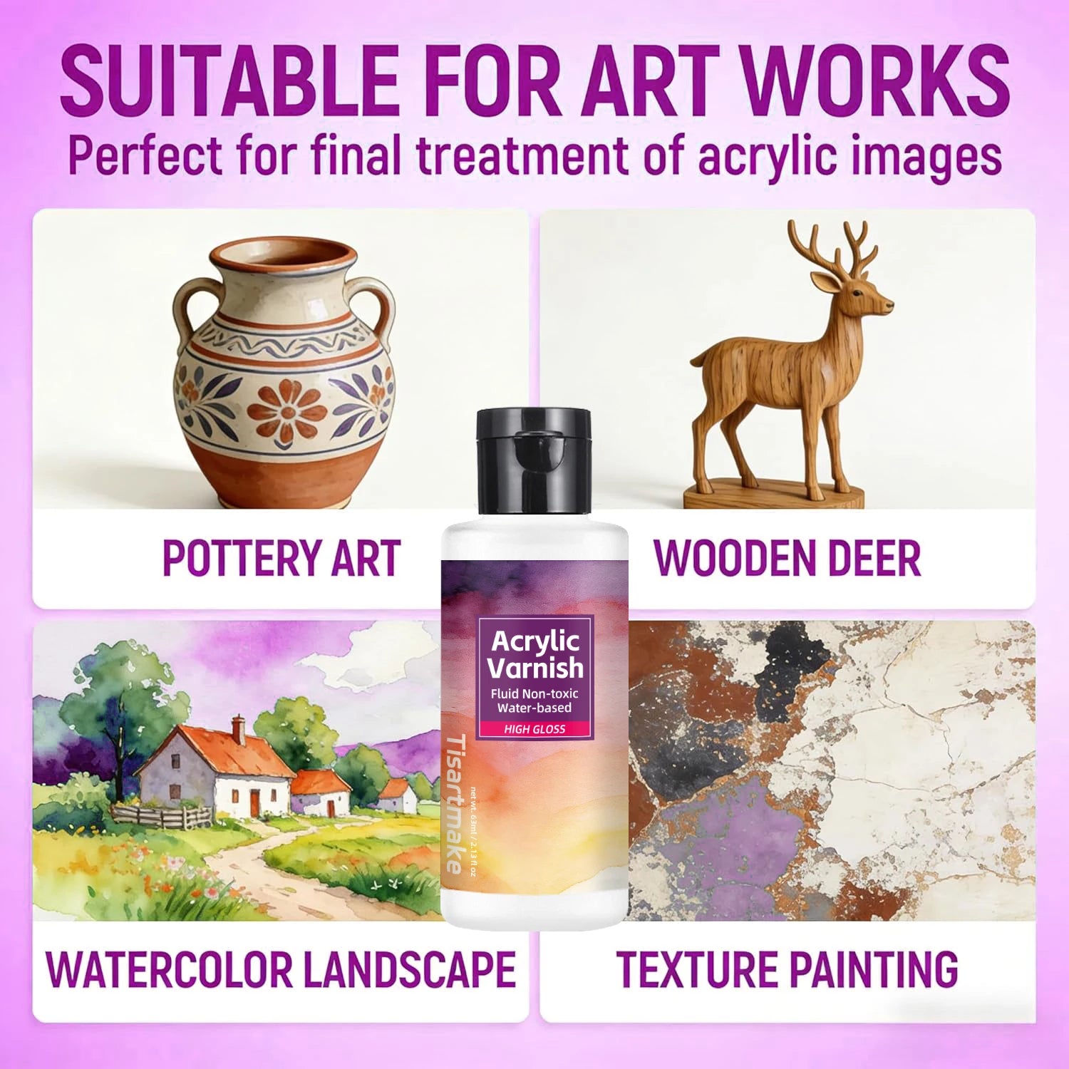 Gloss Varnish for Acrylic Painting, Acrylic Varnish, Non-Yellowing, Anti-Crazing, High Gloss Finish, Clear Coat for Artwork