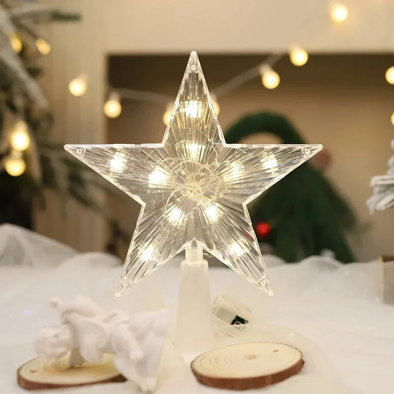 15cm Christmas Tree Decoration Stars Warm White Lights Home Room Decor Shining Lamp Xmas Festival - A1