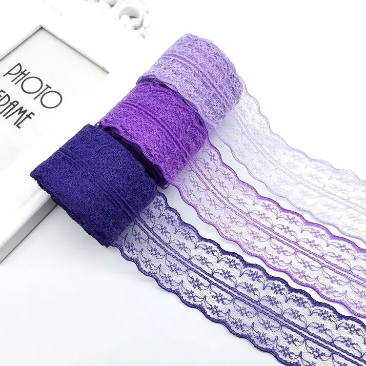 4.5cm Lace Ribbon 10Meters/Roll White Black Pink Red Blue Green Purple Beige Orange Yellow Burgundy Coffee Lace Tape DIY Craf