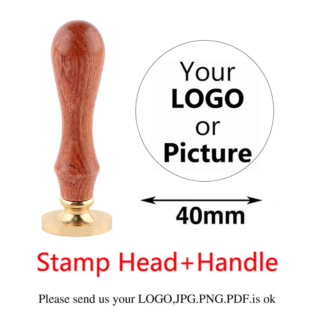 Custom Brass Wax Seal Stamp Personalized LOGO 25/30/40/50mm Round/Square Wax Sealing Head For Wedding Invitation Card Decor S