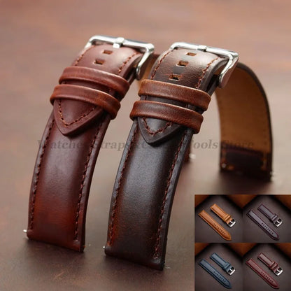 Genuine Leather Watchband 18mm 20mm 22mm 24mm 26mm Vintage Cowhide Watch Strap for DW Quick Release Bracelet Universal Wristb