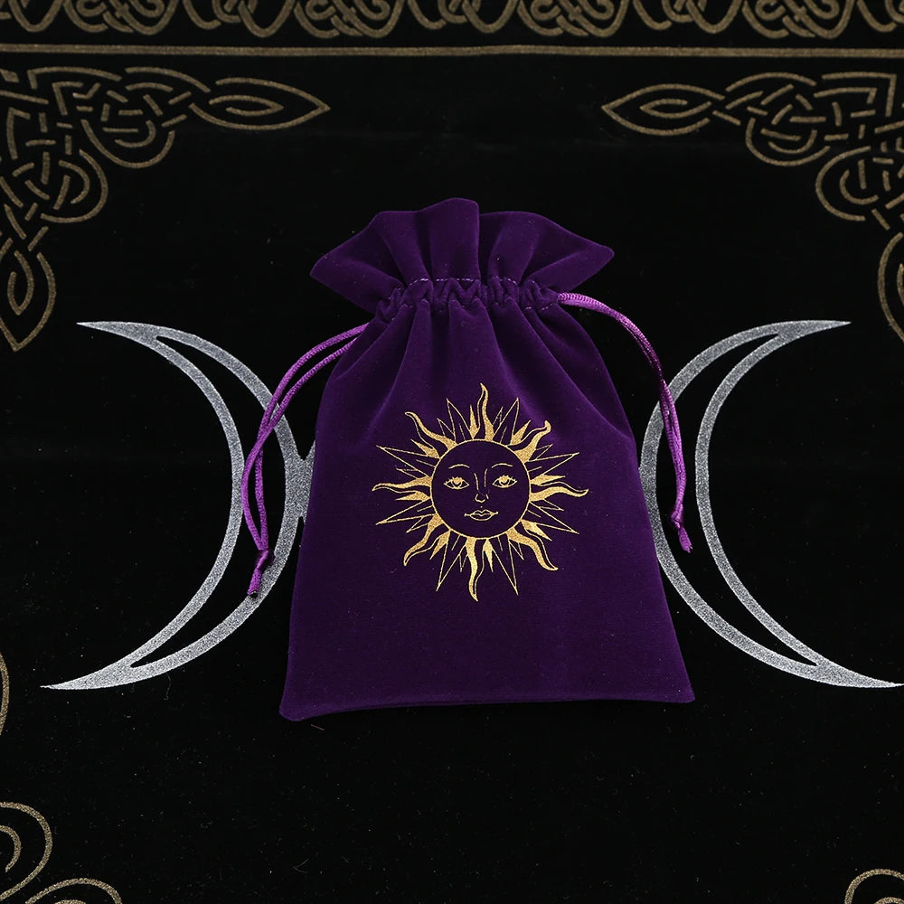 1Pcs Tarot Storage Velvet Bag Drawstring Suede Pocket Board Game Card Embroidery Package Witchcraft Supplies for Altar Tarot 