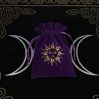 1Pcs Tarot Storage Velvet Bag Drawstring Suede Pocket Board Game Card Embroidery Package Witchcraft Supplies for Altar Tarot 