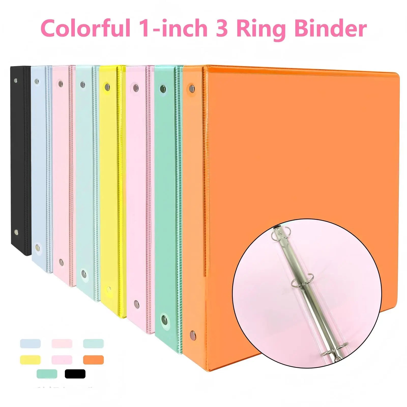 1-inch 3 Ring Binder with 2 Interior Pockets, for A4 Letter Size 8.5'' x 11''Paper,Versatile Binders for Office, Home and Sch