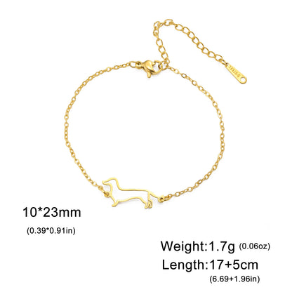Cute Dachshund Dog Stainless Steel Bracelet for Women's Valentine's Day Commemorative Day Jewelry and Gift