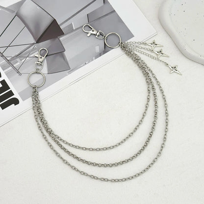 Salircon Punk Multilayer Metal Star Pendant Pant Chain Hip Hop Waist keychain Jeans Chain Women Trendy Jewelry Accessories Gi