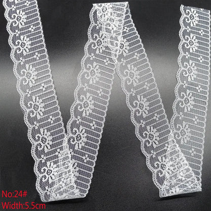 10 Yards 38 Kinds of White Lace Ribbon African Lace Fabric DIY Webbing Decoration Gifts Packing Sewing Clothes Material Craft