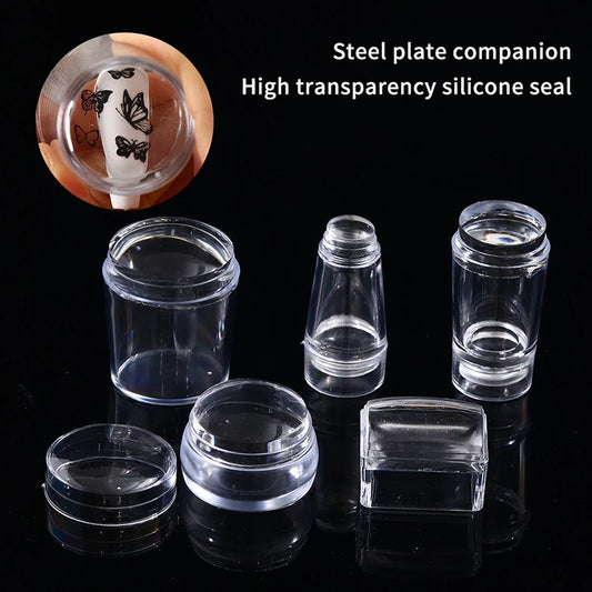 Silicone Transparent Nail Art Stamping Kit French For DIY Manicure Plate Stamp Polish Stencil Template Seal Stamper Scraper