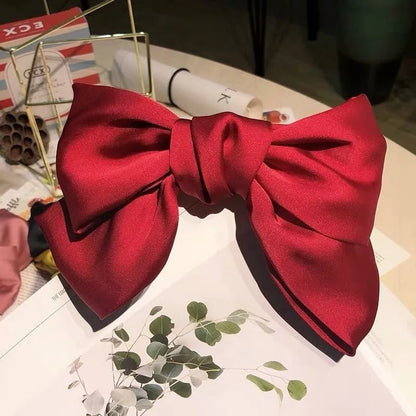 Bow Ribbon Hair Clip for Women Bowknot Barrettes Girls Solid Stain Spring Ponytail Clip Headband Hair Accessories Headwear Gi