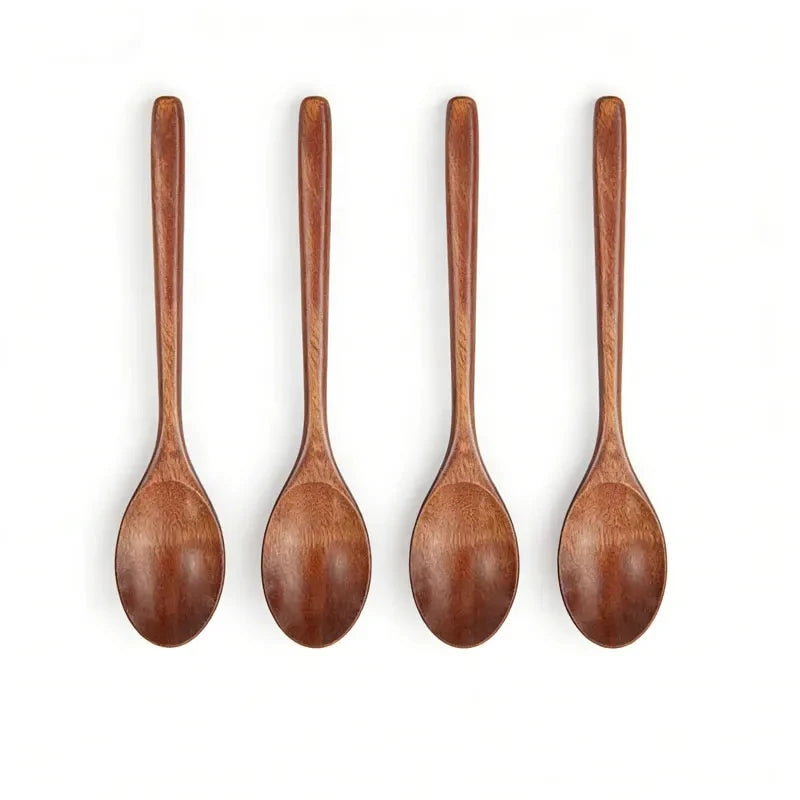 2pcs Wooden Spoon Tableware Kitchen Cooking Utensil Tools Soup Tea Spoon Catering Cooking Tool Coffee Soup Teaspoon Honey Spo